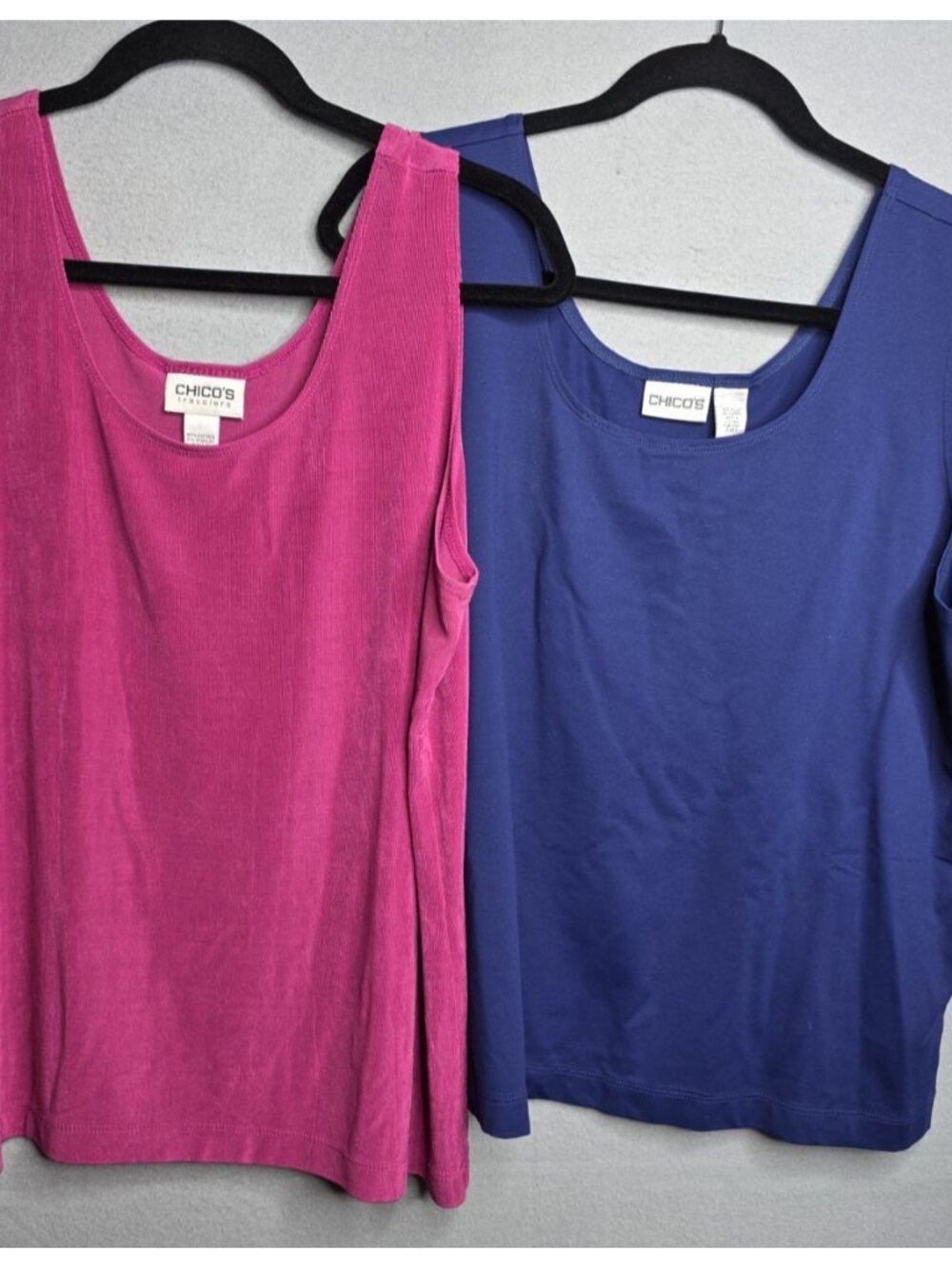 Chicos Lot of 2 Tank Tops 1- Fuchsia 1- Royal Blue Womens Size L-XL